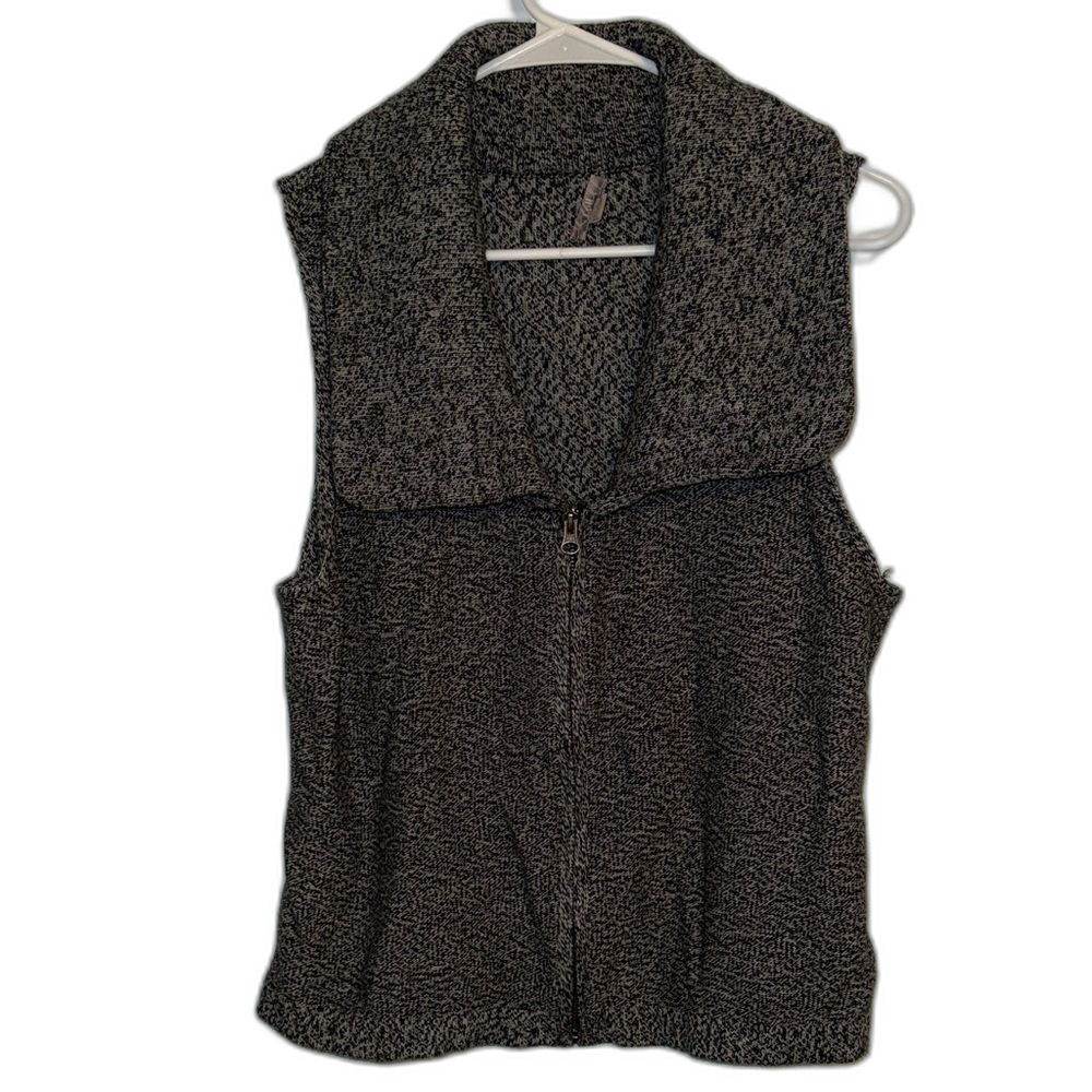 Women’s j. Jill Gray marled knit full zip collared sleeveless sweater vest large